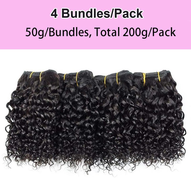Selina Brazilian Curly Hair Bundles 4 Bundles Kinky Curly Short Human Hair Brazilian Virgin Human Hair 50 Gram/Bundle (8 8 8 8, Natural Color) - Image 3